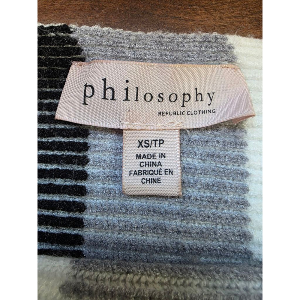 Philosophy black and white stripe boat neck, dolman sleeves soft sweater size XS - Picture 7 of 9
